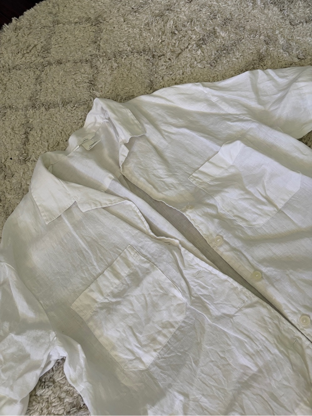 H&M White Short-Sleeve Linen Button-Down Shirt - Picture 2 of 4